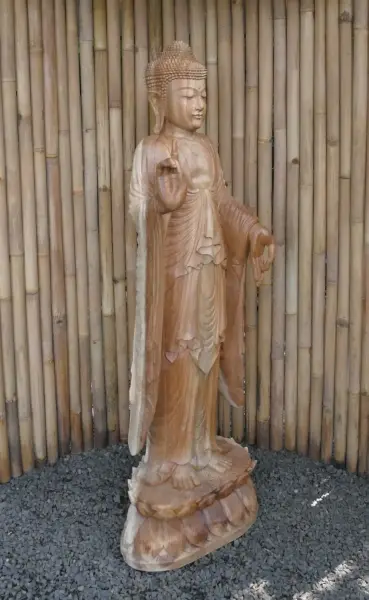 Product image 3 of the product “Standing buddha made from suar wood, 150cm Height ”